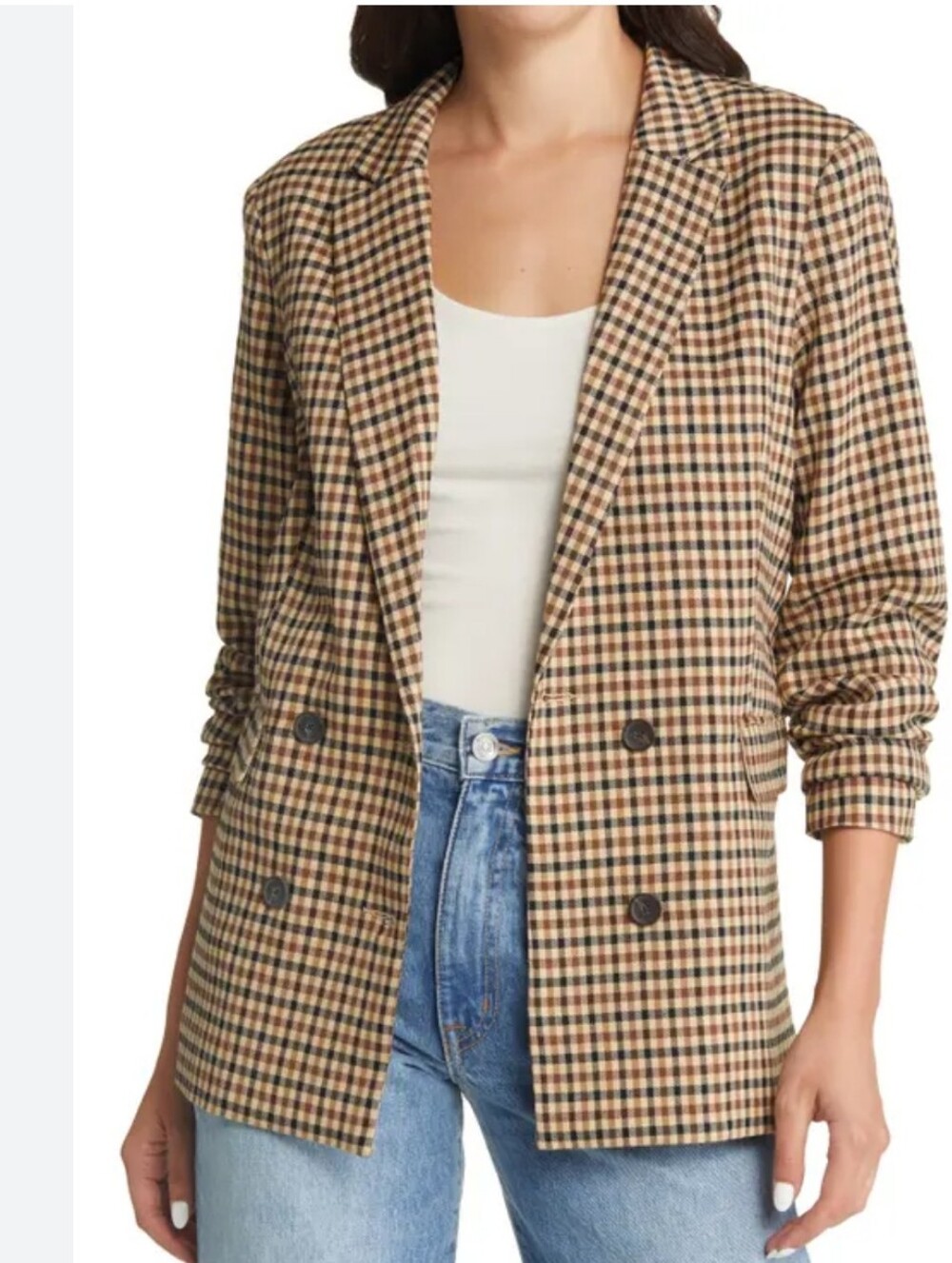 Rails Chelsea Cafe Check Plaid Blazer NWOT Size S Tailored Career Chic Jacket